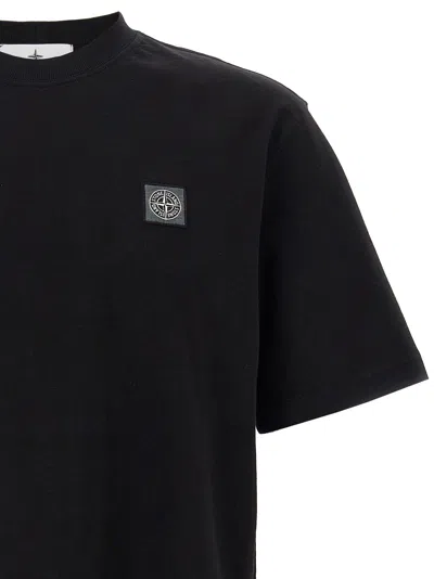 Stone Island Logo Cotton T-shirt In Black