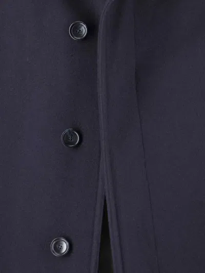 Tagliatore Blue Jacket With Classic Collar And Concealed Button Placket In Blue