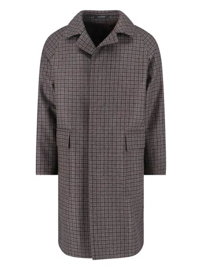 Tagliatore Houndstooth Pattern Jacket With Structured Collar And Flap Pockets In Gray