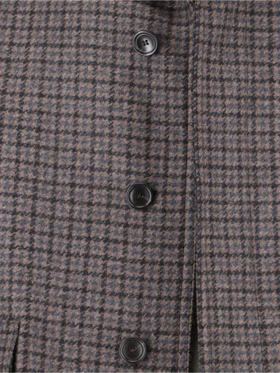 Tagliatore Houndstooth Pattern Jacket With Structured Collar And Flap Pockets In Gray