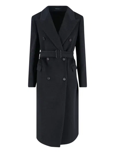 Tagliatore Structured Double-breasted Jacket With Flap Pockets In Black