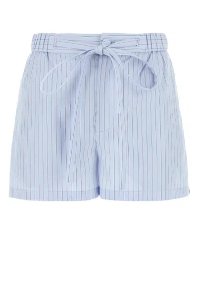 Gucci Striped Poplin Shorts Featuring Front Tie In Blue