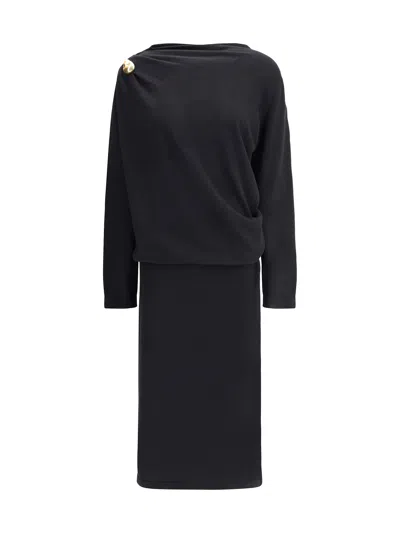Fabiana Filippi Midi Dress With Gold Detail In Black
