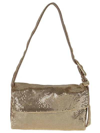 Benedetta Bruzziches Rectangular Soft Shoulder Bag Strap Detail In Gold