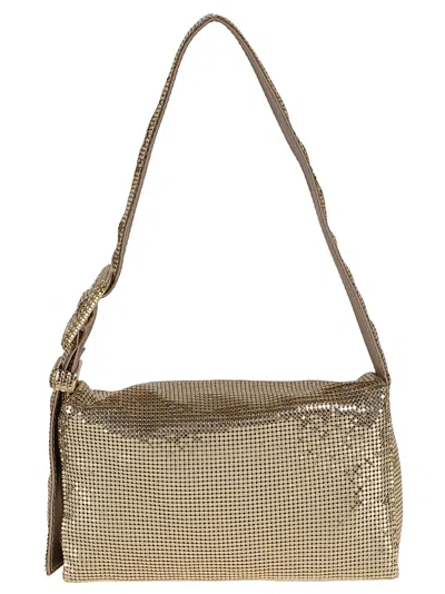 Benedetta Bruzziches Rectangular Soft Shoulder Bag Strap Detail In Gold