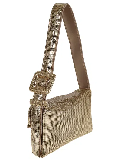 Benedetta Bruzziches Rectangular Soft Shoulder Bag Strap Detail In Gold