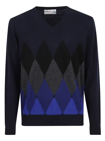 Ballantyne Argyle Pattern Sweater Sweaters And Cardigans Blue In Black