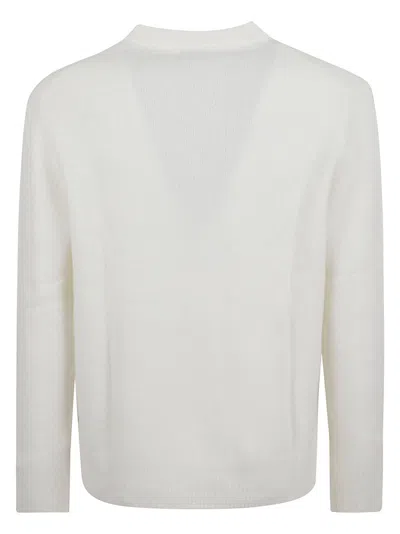 Ballantyne Boucle Texture White Knit Sweater In White
