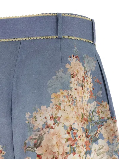 Zimmermann Printed Linen Cascadian Shorts In Blue