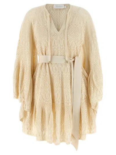 Zimmermann 'coco Pointelle Lace' Dress In Neutral