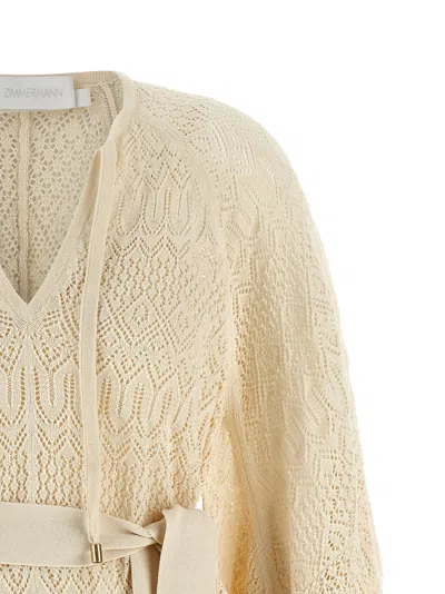 Zimmermann 'coco Pointelle Lace' Dress In Neutral