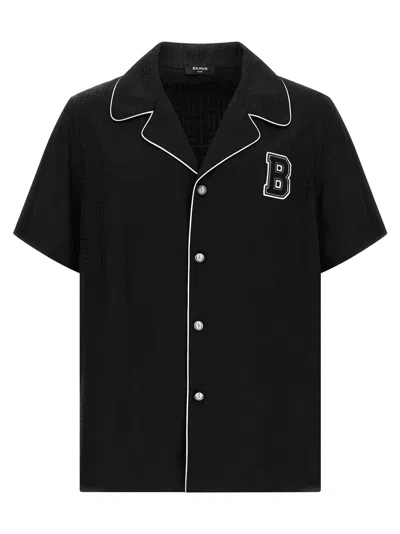 Balmain Varsity Style Shirt Featuring Contrast Piping In Black