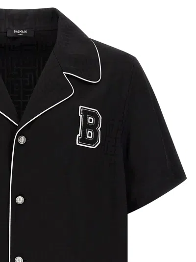 Balmain Varsity Style Shirt Featuring Contrast Piping In Black