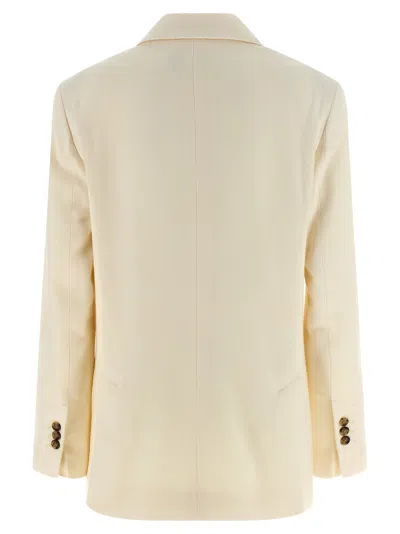 Ami Alexandre Mattiussi Double-breasted Wool Blazer With Peak Lapels And Flap Pockets In Neutral