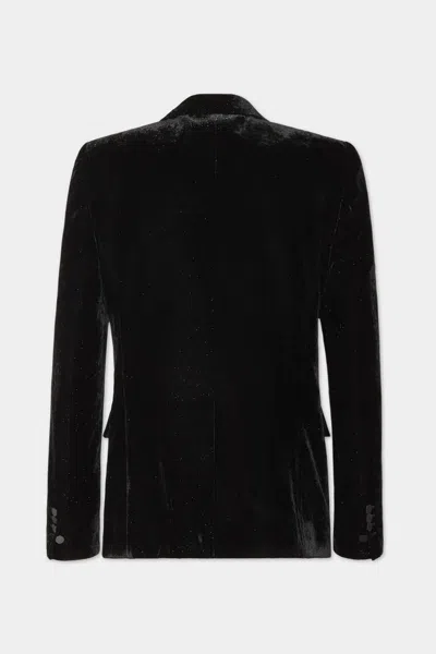 Dsquared2 Men's Sparkling Velvet '70s Silk-trim Blazer In Black