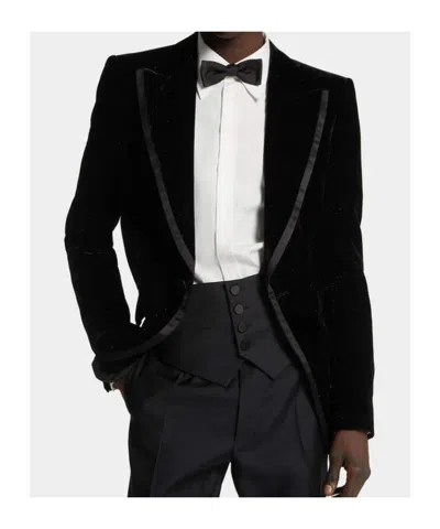 Dsquared2 Men's Sparkling Velvet '70s Silk-trim Blazer In Black