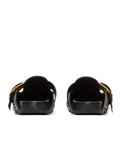 Balmain Anthem Mules In Jacquard Canvas With Pb Monogram In Black