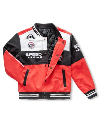 Ring Of Fire Big Boys Buz Racing Varsity Jacket In Red