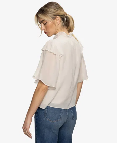 Sanctuary Deja Vu Ruffle Flutter Sleeve Button-up Shirt In White