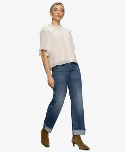 Sanctuary Deja Vu Ruffle Flutter Sleeve Button-up Shirt In White