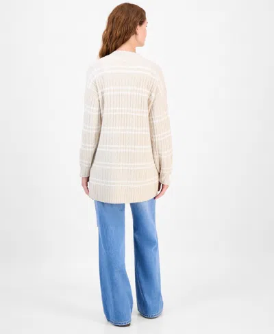 Hippie Rose Juniors' Open-front Long-sleeve Midi Cardigan In Neutral