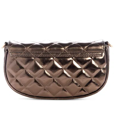 Guess Tinsley Small Quilted Flap Shoulder Bag In Brown
