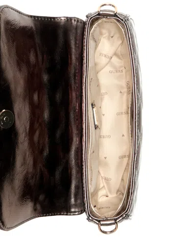 Guess Tinsley Small Quilted Flap Shoulder Bag In Brown