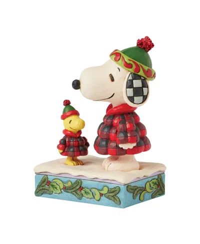 Jim Shore Snoopy And Woodstock Puffer Figurine In Multi