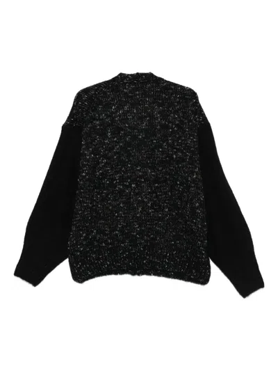 Alysi Wool And Cotton Blend Cardigan In Black