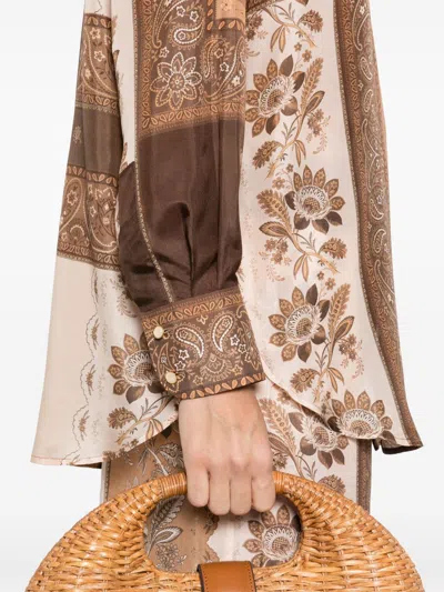 Zimmermann Lucky Manstyle Silk Shirt In Brown