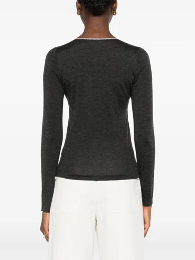 Brunello Cucinelli Cashmere And Silk V-necked Sweater In Gray