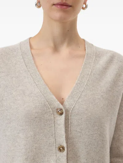 Closed Wool V-necked Cardigan In Gray