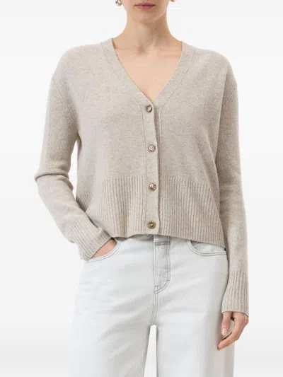 Closed Wool V-necked Cardigan In Gray