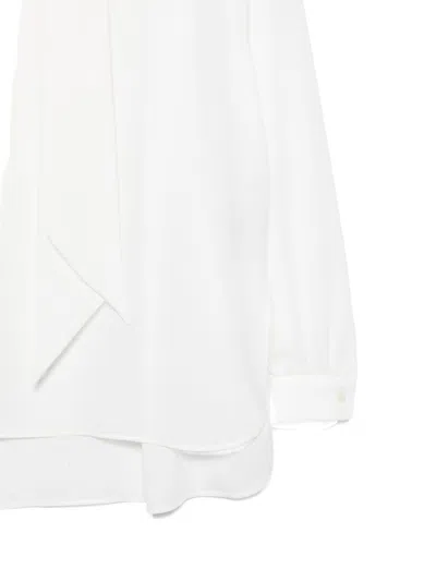 Emporio Armani Neck Tie Blouse High-low Hem In White