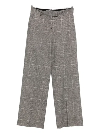 Circolo 1901 Check Pattern Wide Leg Cotton Trousers In Gray