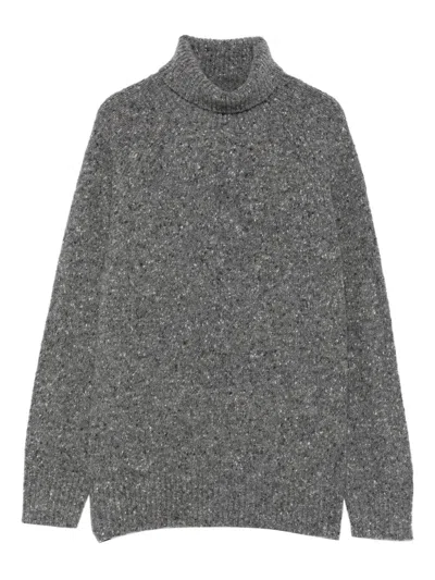 Beyou Long-sleeve Turtleneck Sweater In Gray
