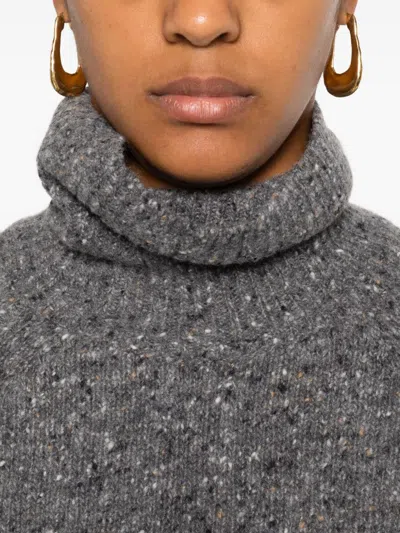 Beyou Long-sleeve Turtleneck Sweater In Gray