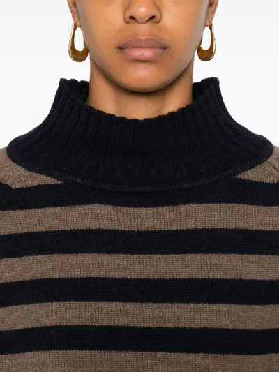 Beyou Be You Striped Cashmere Sweater In Brown