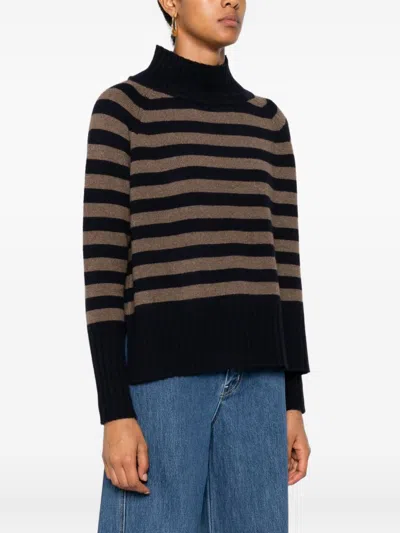 Beyou Be You Striped Cashmere Sweater In Brown