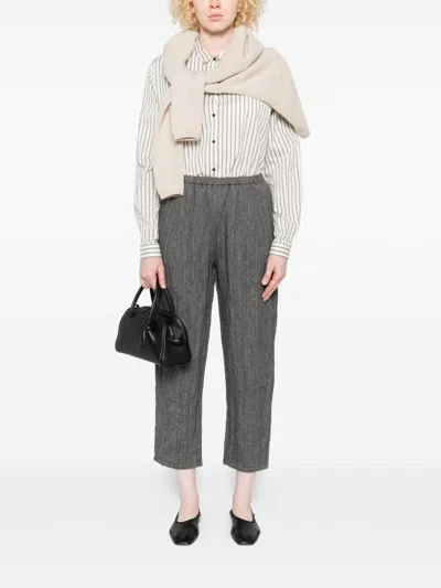 Apuntob Wool And Linen Blend Trousers In Gray
