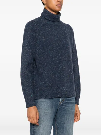 Beyou Wool Turtle Neck Sweater In Blue