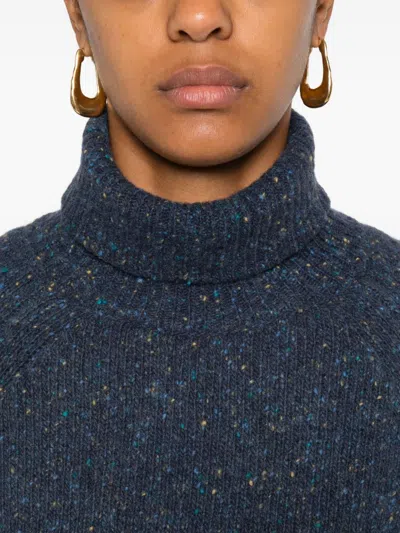 Beyou Wool Turtle Neck Sweater In Blue