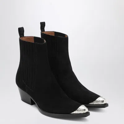 Sartore Black Suede Wax Ankle Boot In Black