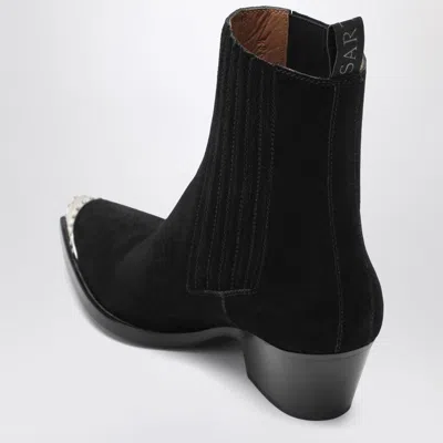 Sartore Black Suede Wax Ankle Boot In Black