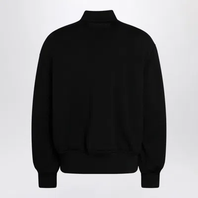 Givenchy Lambskin Leather Front Wool Bomber Jacket In Black