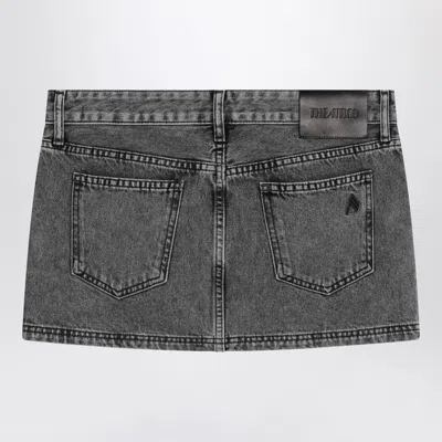 Attico Black Denim Mini Skirt In Black