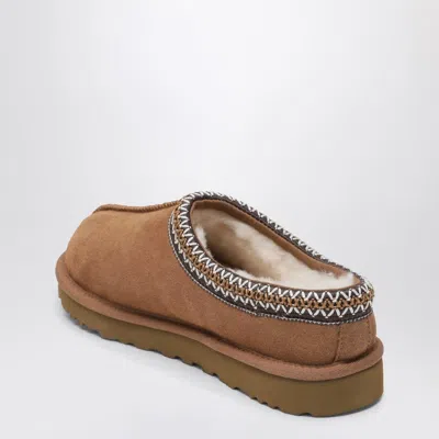 Ugg Tasman Beige Mules With Embossed Logo In Suede Woman In Brown