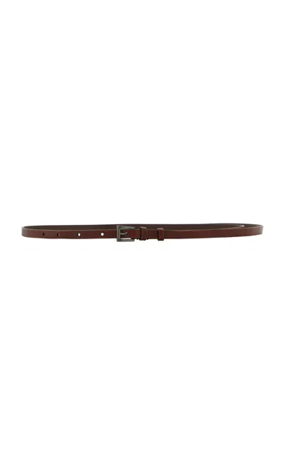 Prada Long Leather Belt In Brown