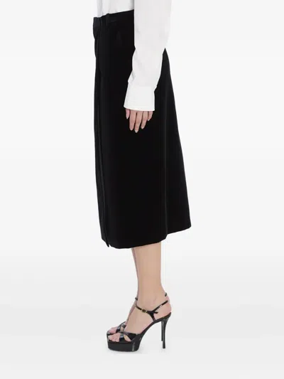 Saint Laurent Wrap-effect Cotton-velvet Midi Skirt In Black