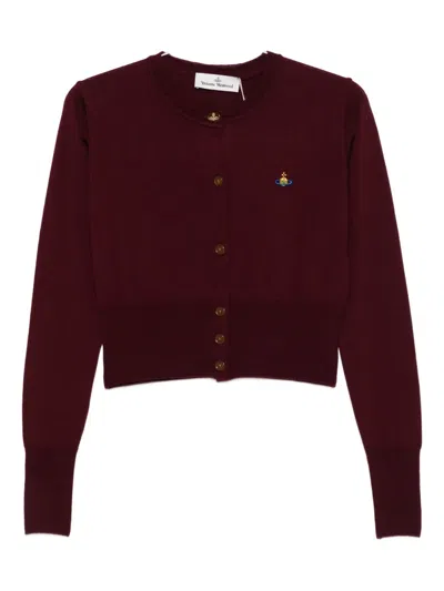 Vivienne Westwood Bea Orb-embellished Button Cardigan In Burgundy